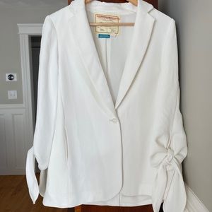 Anthropologie Cartonnier White Blazer Tie Sleeves
